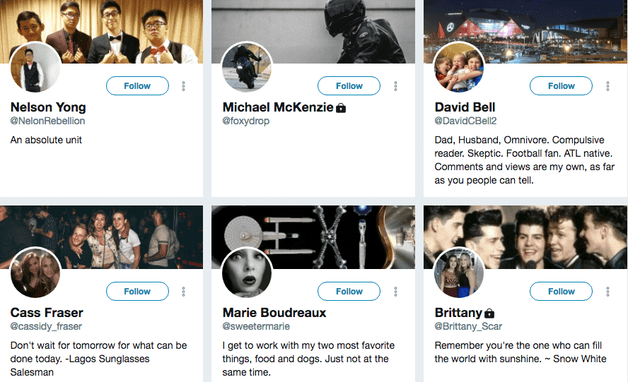 example twitter profiles