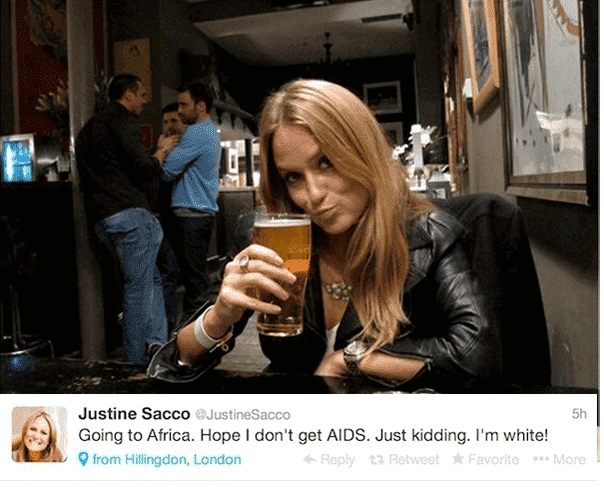 justine sacoco twitter mistake