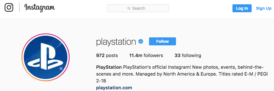 social media branding example instagram playstation