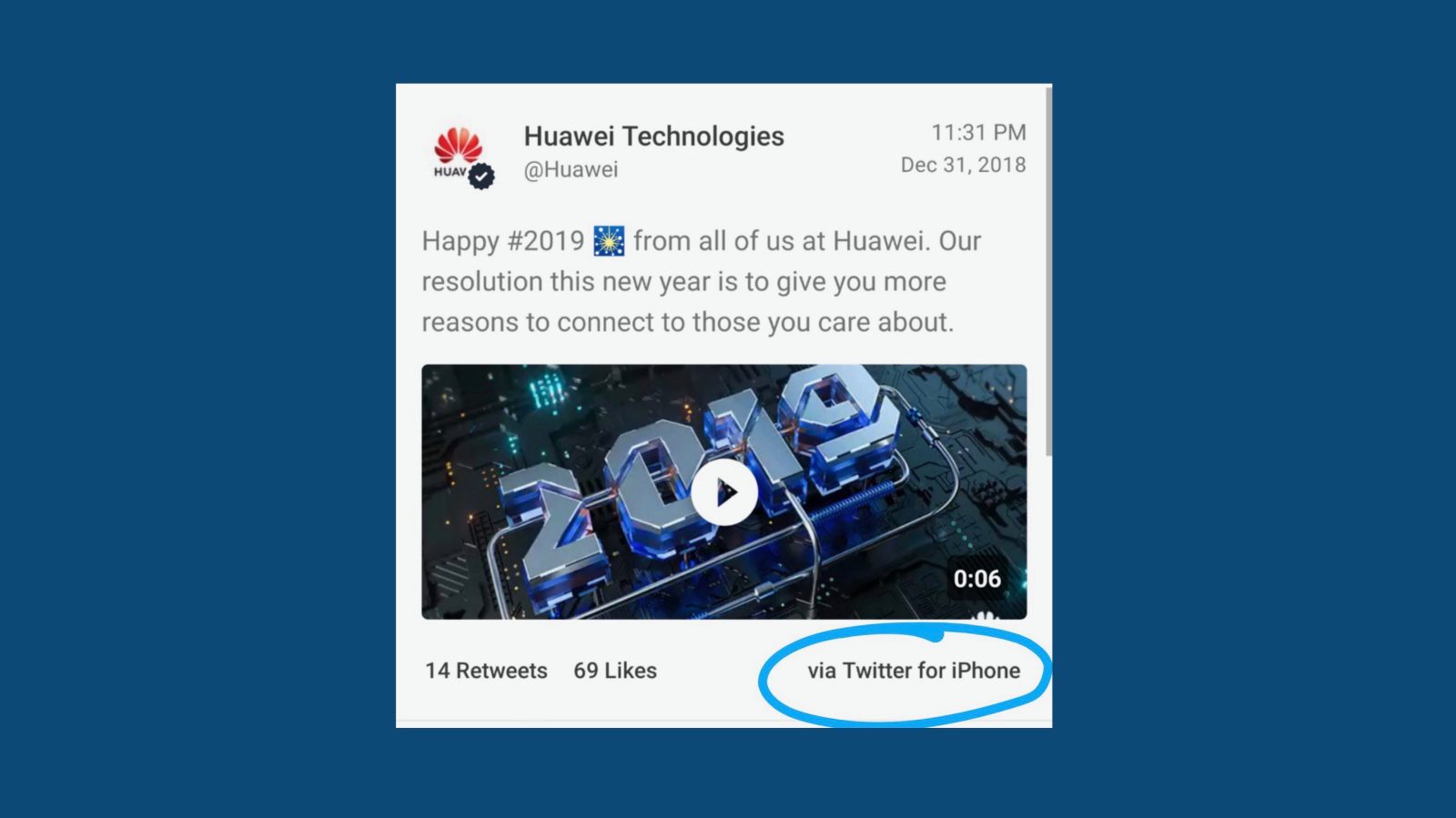 Huawei Employee Who Tweeted with iPhone Got Demoted