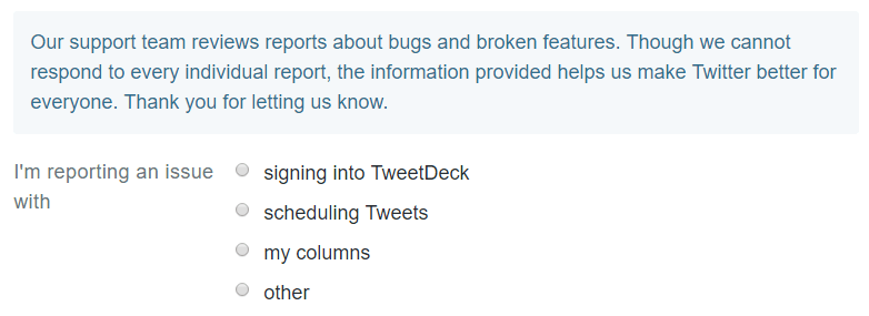 TweetDeck support